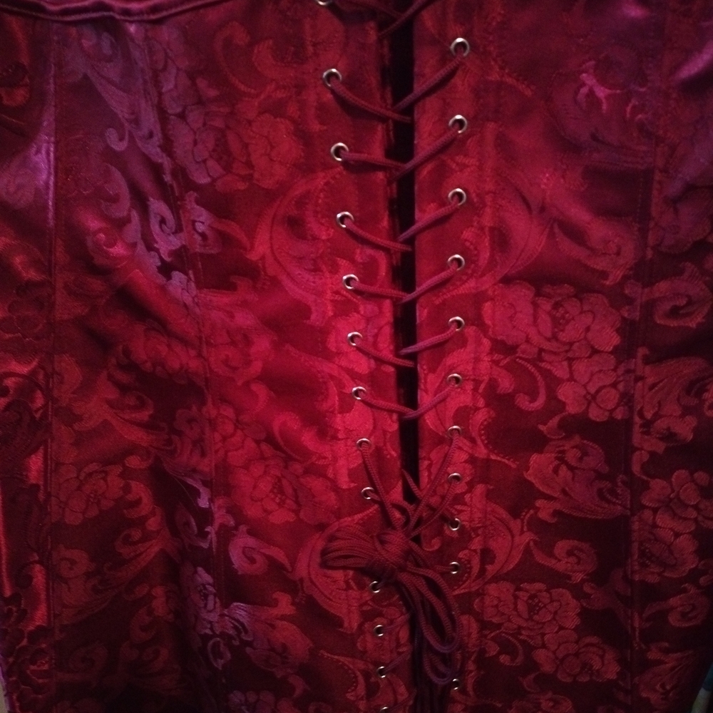 NWT Frederick's of Hollywood Dream Burlesque Red Satin Plus Size Corset 44 - Picture 5 of 6
